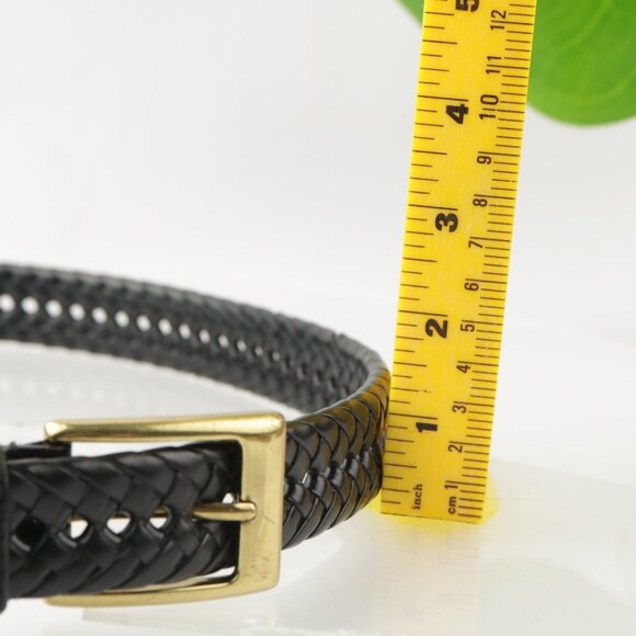 Dockers Mens Belt Size 36 Black Leather Woven Braided Brass Square Prong Buckle - Picture 6 of 10